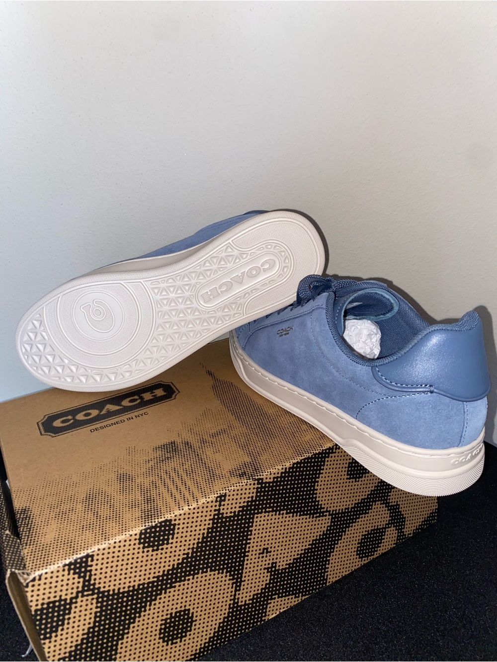 COACH Light Blue Suede & Leather Sneakers